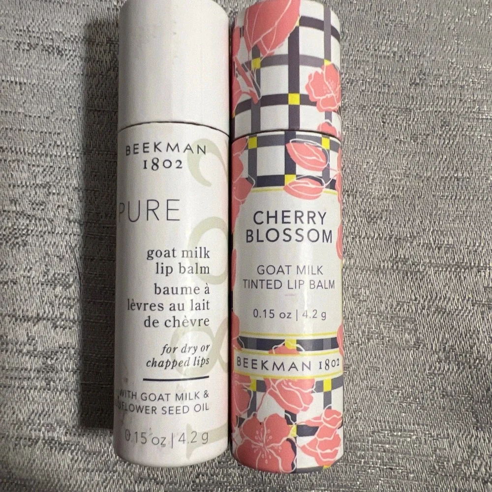 2x Beekman 1802 Pure Goat Milk Lip Balm Fragrance Free 0.15 oz New In Box